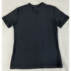 Lululemon Mens Black  Short Sleeve V-Neck T-Shirt Size Medium Active wear